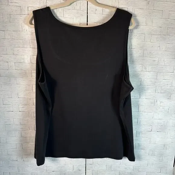 Liz Clayborn black basic tank top perfect layering undershirt 100% cotton soft - Picture 2 of 8